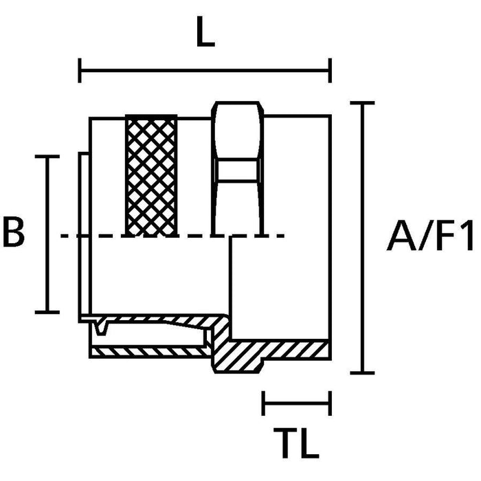 HellermannTyton - Metall-Schutzschlauch-Verschraubung Schlauchverschraubung PCS20-FF-M20-NPB-ML MS vernickelt − 10 Stück
