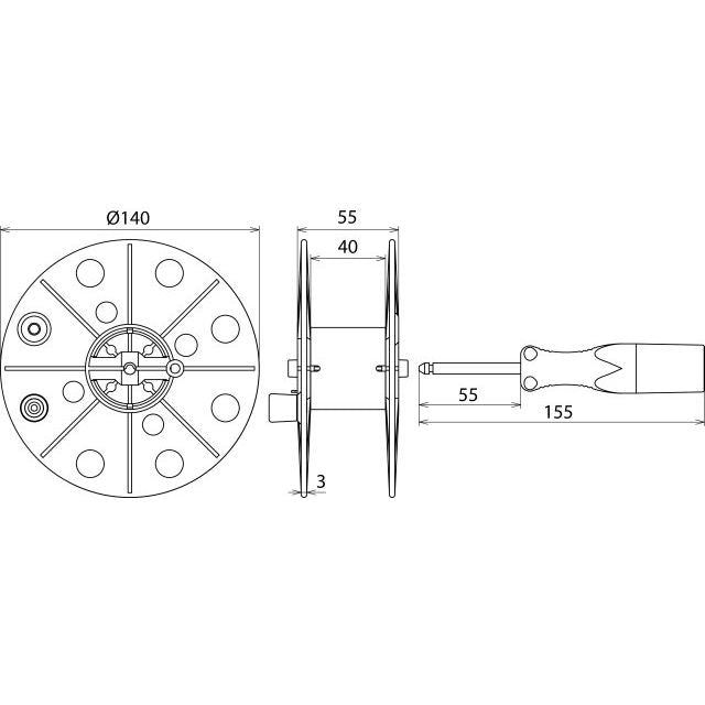 DEHN - Zubehör/Ersatzteile für Erdung und Blitzschutz Drahthaspel DHK40BSML0.75L50MBL 50m, 0,75qmm, blau