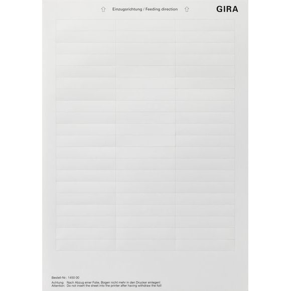 Gira - Bezeichnungsmaterial für Installationsschalterprogramme Beschriftungsbogen 145000 60,7 x 11,8mm