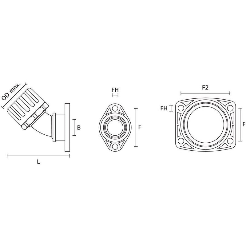 HellermannTyton - Kunststoff-Wellschlauch-Verschraubung Kunststoffverschraubung HG2845FLPA66BK(10) 45Grd. schwarz − 10 Stück