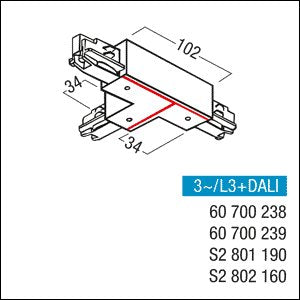 Zumtobel Group - Elektrisches Zubehör/Ersatzteile für Leuchten T-Verbinder L3+DALI #60700239 VERB-T ERD-A R BK