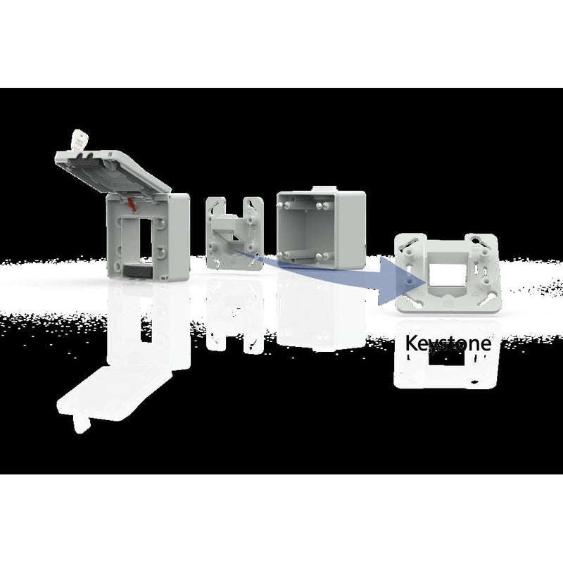 Metz Connect - Kommunikationsanschlussdose Kupfer IP44 Modul-AP-Geh. 1309470003KI grau für Keystone − 1 Stück