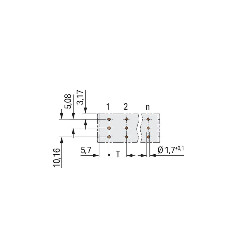 WAGO - Leiterplattensteckverbinder THT-Stiftleiste Lötstift 832-3605 1,2x1,2,gerade,lgr − 20 Stück