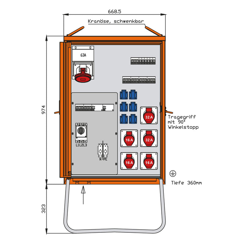 Walther Werke - Baustromverteiler Verteilerschrank WV0428R1 55kVA