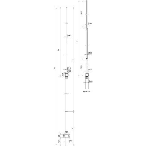 DEHN - Fangeinrichtung für Blitzschutz Fangstange FSD4016106000KSVV2A D40/16/10mm, L6000mm