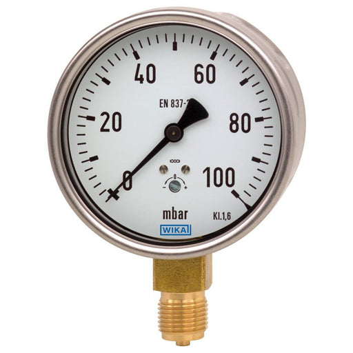Wika Wiegand - Rohrfedermanometer KapsFedMano 612.20.100 Cu 40036391 -400.0mbar1/2NPTrue