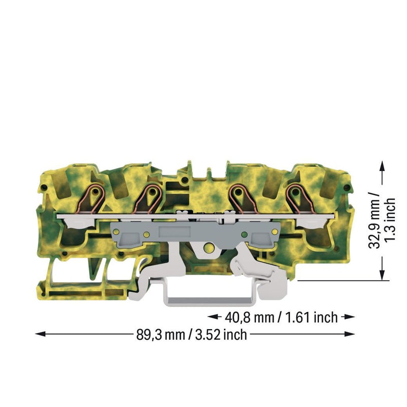 WAGO - Durchgangs-Reihenklemme 4-Leiter-Schutzleiterklem. 2006-1407 6qmm, grün-gelb − 25 Stück
