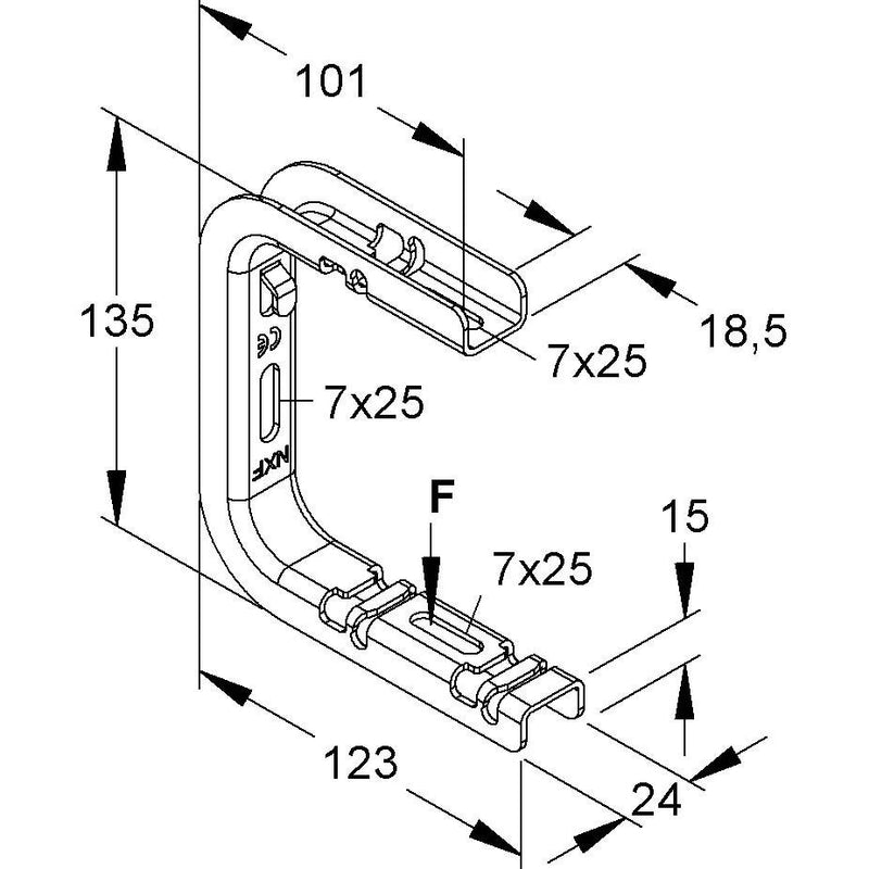 Niedax - Wand- und Deckenbügel für Kabeltragsystem Zentralabhängung GTCB 50/100 E3 für Gitterr. C-Bügel − 1 Stück