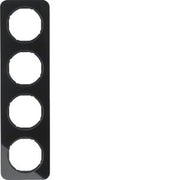 Berker - Abdeckrahmen Rahmen Glas/sw 10142116 4fach