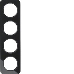 Berker - Abdeckrahmen Rahmen Glas/sw 10142116 4fach