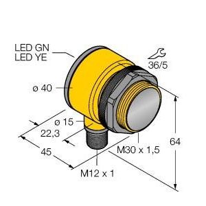 Turck - Lichttaster mit Hintergrundausblendung Reflexionslichttaster T30SCP6FF400Q − 1 Stück