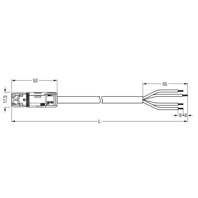 WAGO - Konfektionierte Leitung für steckbare Gebäudeinstallation konfekt. Anschlussleitung 774-9994/206-301 Eca,Stecker