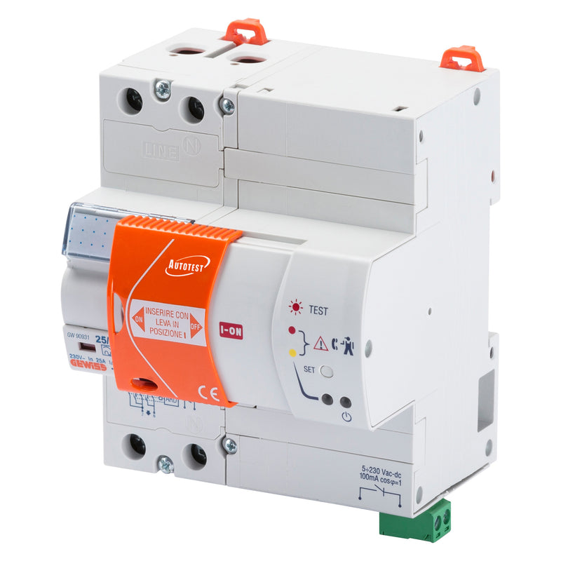 Gewiss - Fehlerstrom-Schutzschalter mit Zusatzeinrichtung FI-Schutzschalter GW90931 FI25/0.03A 2P 5TE