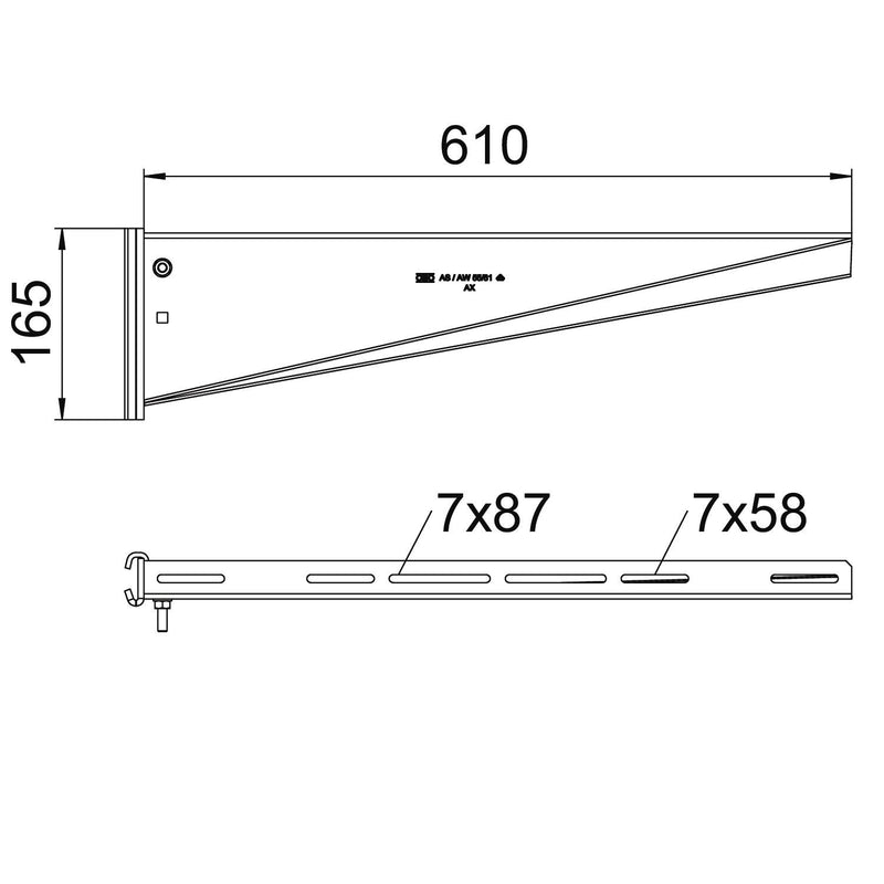 OBO Bettermann - Ausleger für Kabeltragsystem Stielausleger AS 55 61 FT tauchfeuervz. 610mm