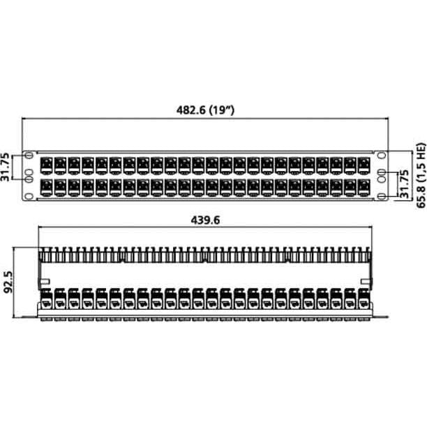 Metz Connect - Patchpanel Kupfer Patchfeld C6Amodul 48Port 130B11P4-E 1,5HE, 180 Edelstahl