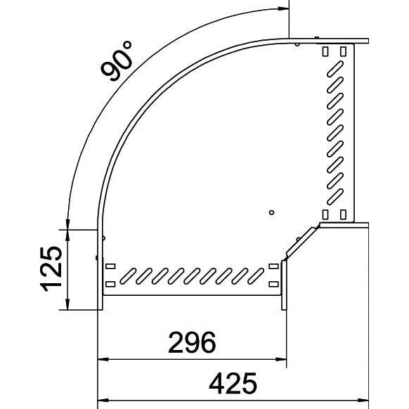 OBO Bettermann - Bogen für Kabelrinne Bogen 90 Grad RB 90 830 FS 85x300 bandverzinkt