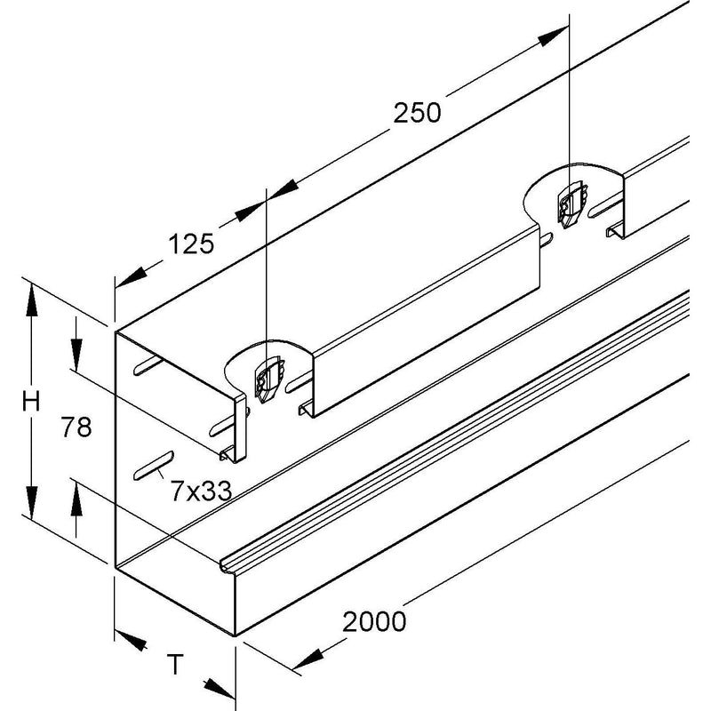 Niedax - Geräteeinbaukanal Gerätekanal-Unterteil GKU 220-78T100 L − 4 Meter