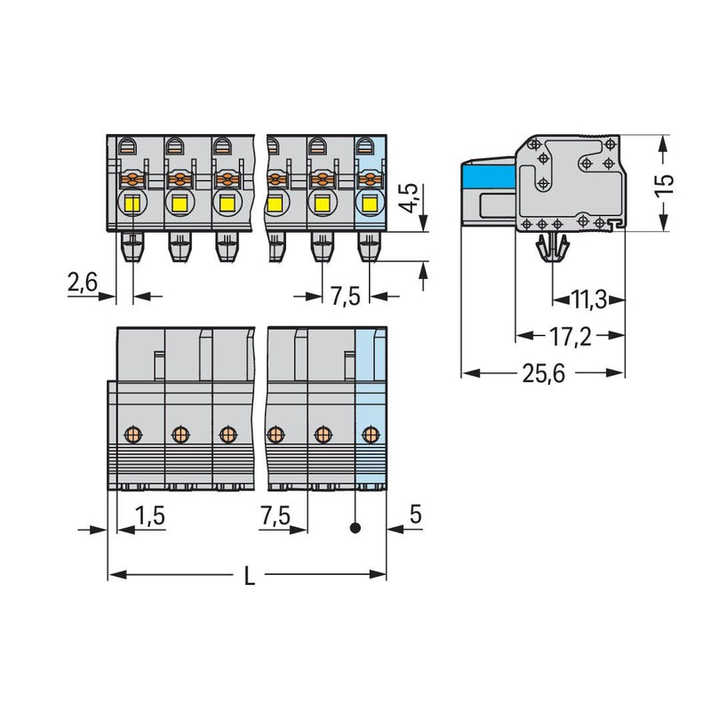 WAGO - Kabelsteckverbinder für Leiterplattensteckverbinder 1-Leiter-Federleiste 2721-204/008-000 Push-inCAGECLAMP,lgr − 50 Stück