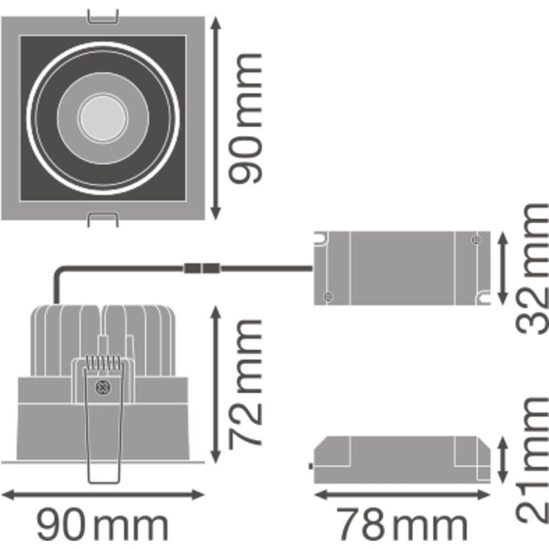 Ledvance - Downlight/Strahler/Flutlicht LED-Einbaustrahler SPOT SQUARKADJ8W3KBK 3000K sw