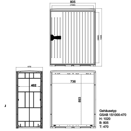 GSAB Elektrotechnik - Gehäuse/Schaltschrank (leer) Normkabelverteilerschrank 1S1000-470MDSPIMC HxBxT:1020x805x470