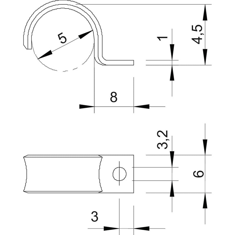 OBO Bettermann - Befestigungsschelle für Kabel/Rohre Leitungsschelle WN 7855 A 5 ge.chromat. − 100 Stück