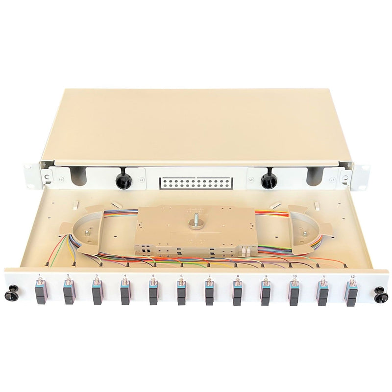 Paschke - Patchpanel LWL Spleissbox ausziehbar 19" 443705AQ-12SA 12xSCd OM3 AQUA