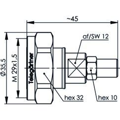 Telegärtner - Koax-Steckverbinder 7-16-Kabelstecker 100024420 50Ohm G1 G5 G6
