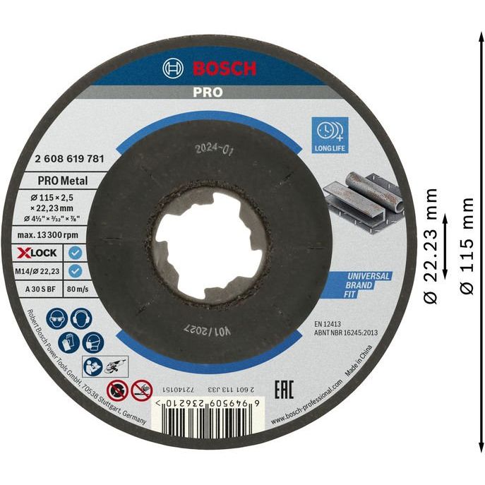 Bosch - Trenn-/Schleifscheibe PRO Metal X-Lock 2608619781 Trennscheibe 115 x