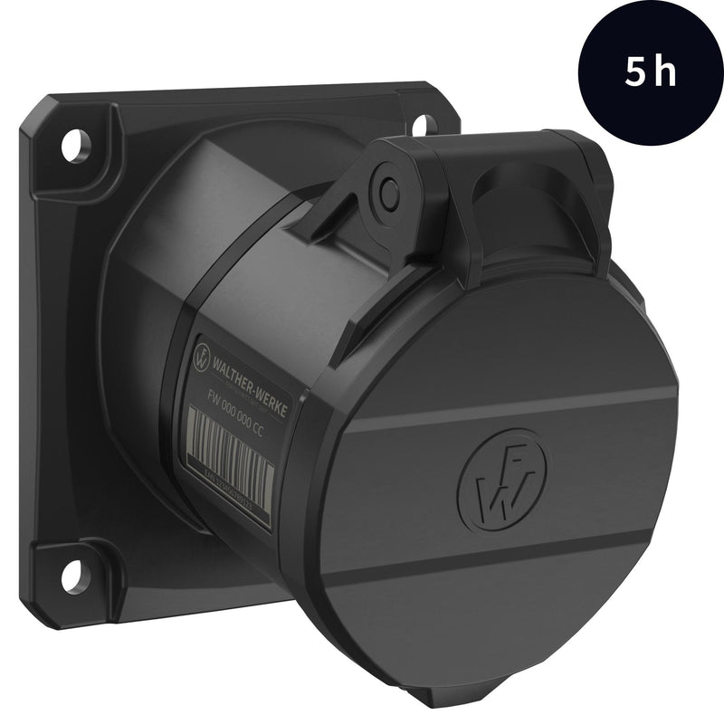 Walther Werke - CEE-Anbausteckdose (IEC 60309) CEE NEO Anbaudose schräg FW510505CC 16A 5P 5h IP54 − 10 Stück
