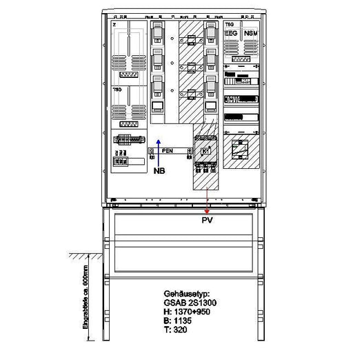 GSAB Elektrotechnik - Zähler-Komplettschrank Wandlermessung 08.W250.AR-01 250A