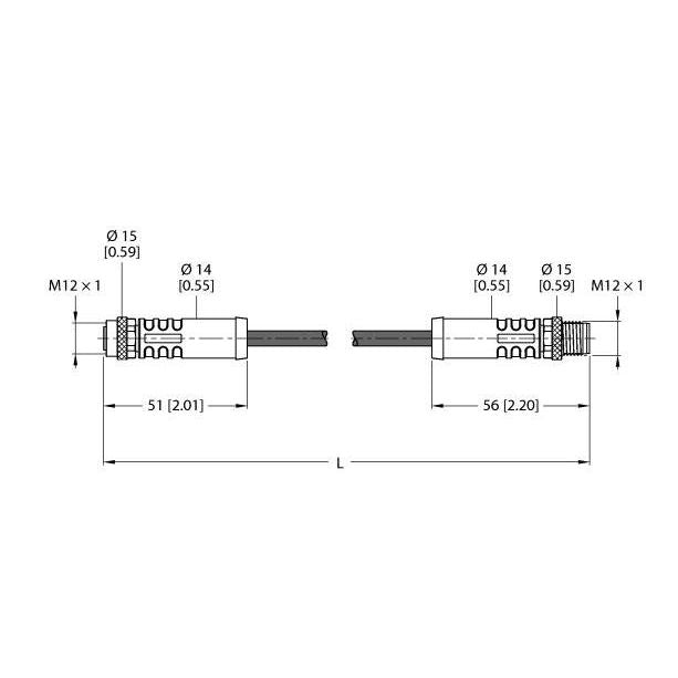 Turck - Rundsteckverbinder, feldkonfektionierbar (Industriesteckverbinder) Versorgungsleitung RKP46PSA5RSP46PSATXL M12-Power