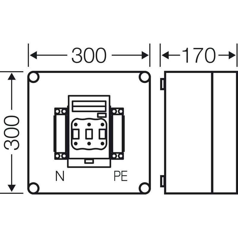 Hensel - Sicherungslasttrennschalter mit Gehäuse Sicherungsgehäuse Mi 5250 1xNH00 3p. 125A+PE+N