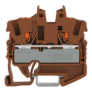 WAGO - Durchgangs-Reihenklemme 2-LeiterMini-Durchgangskl. 2252-1201/000-014 Drücker,2,5 mm²,br − 100 Stück
