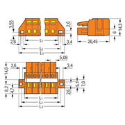 WAGO - Kabelsteckverbinder für Leiterplattensteckverbinder 1-Leiter-Federleiste 231-306/027-000 CAGECLAMP,2,5mm²,or − 50 Stück