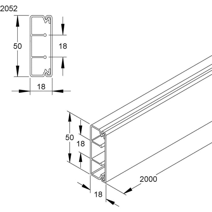 HKL - Leitungsführungskanal Kanal cws HKL2052.6 mit Trennwand − 48 Meter
