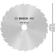 Bosch - Kreissägeblatt PRO Wood cordless 2608842237 Kreissägeblatt 254 x