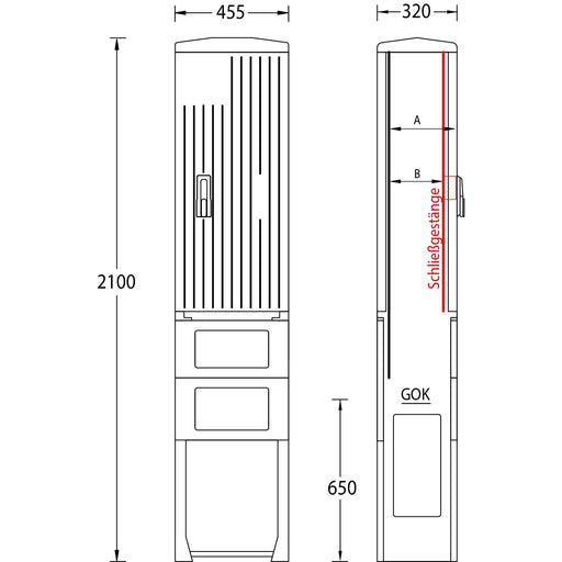 uesa - Gehäuse/Schaltschrank (leer) Leersäule IP44 A060-2100 2100x455x320