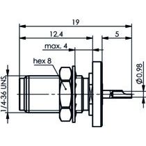 Telegärtner - Koax-Steckverbinder SMA-Einbaubuchse AU 50Ohm 100024670 Einbau von hinten − 5 Stück