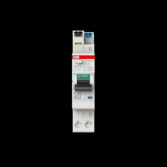ABB Stotz S&J - Kombination FI-Schalter/Leitungsschutzschalter FI/LS-Schalter DSX301C C13 A30 R113 1 TE 6kA, 1P+N, C13