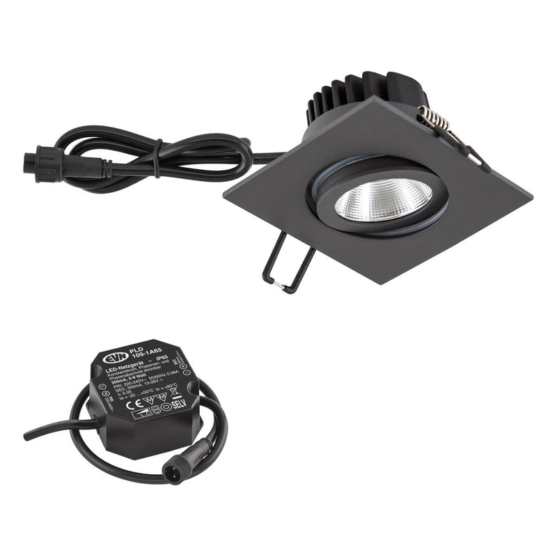 EVN Lichttechnik - Downlight/Strahler/Flutlicht LED-Deckeneinbauleuchte PC654N91602 3000K IP65 anth