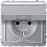 Merten - Steckdose SCHUKO-Steckdose alu MEG2312-7260 Klappd.Schriftfeld