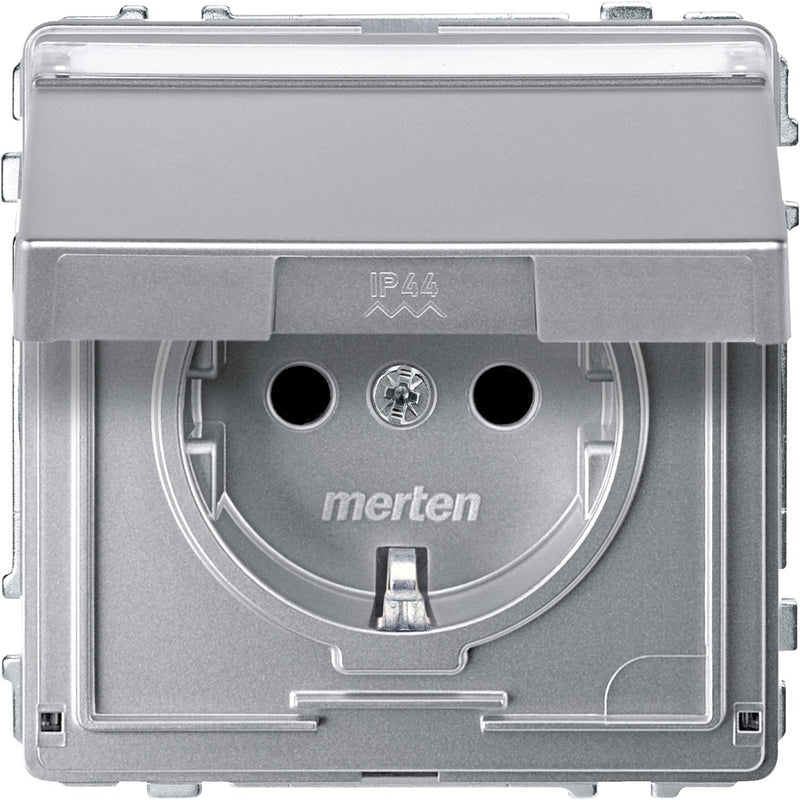 Merten - Steckdose SCHUKO-Steckdose alu MEG2312-7260 Klappd.Schriftfeld