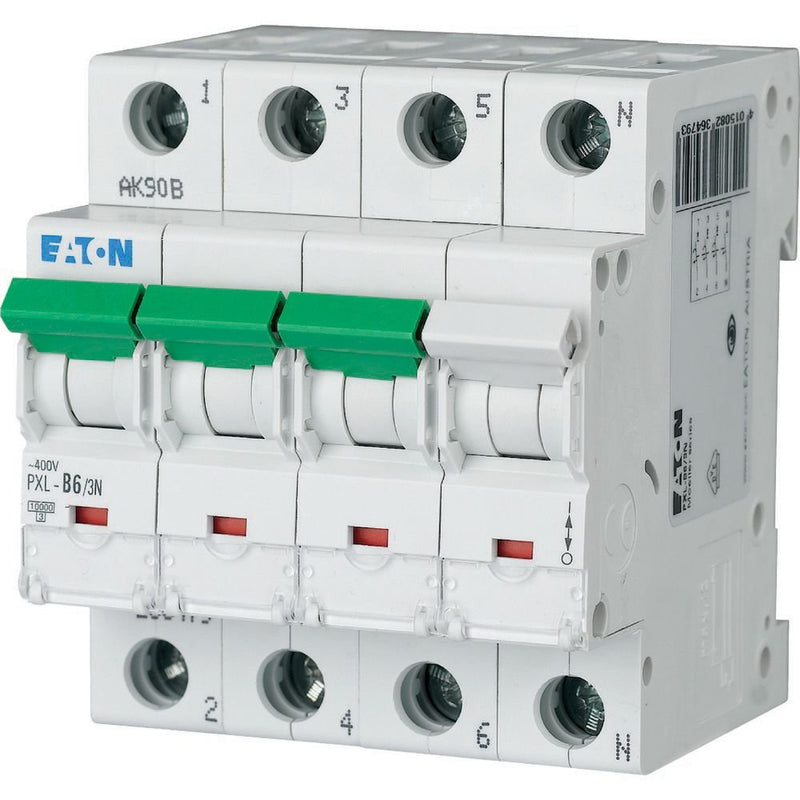 Eaton - Leitungsschutzschalter LS-Schalter m.Beschrift. PXL-C6/3N C 6A, 3p+N