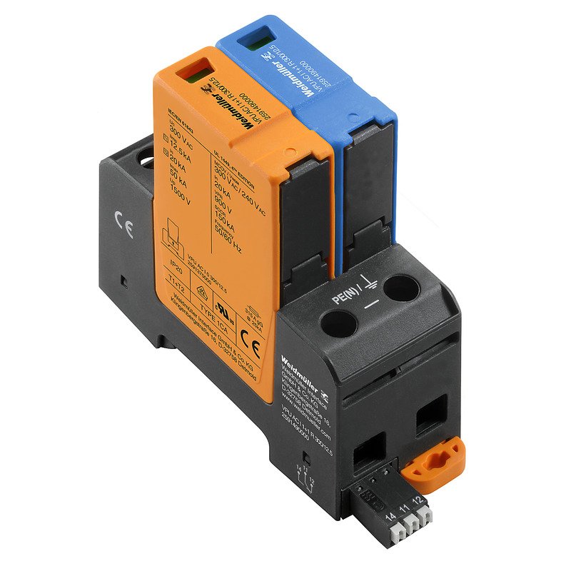 Weidmüller - Überspannungsableiter für Energietechnik/Stromversorgung Überspannungsschutz VPUACI1+1R300/12.5 mit Fernmeldekontakt