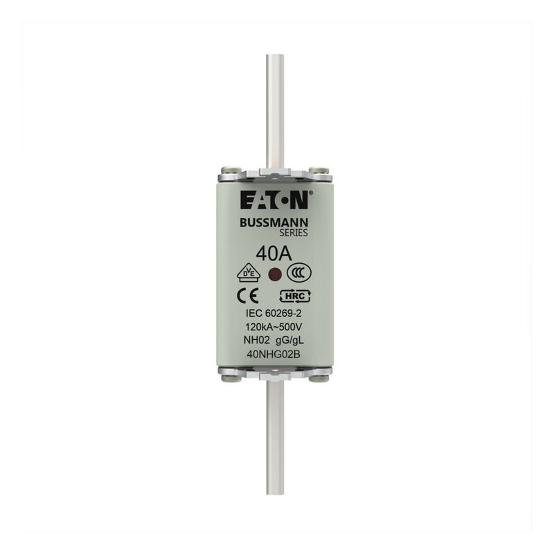 Eaton - Messersicherung Sicherungseinsatz Nieders. NH FUSE 40#40NHG02B 40A AC 500V 120kA − 3 Stück