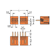 WAGO - Leiterplattensteckverbinder THT-Stiftleiste Lötstift 734-232 1,0x1,0,gerade,or − 200 Stück