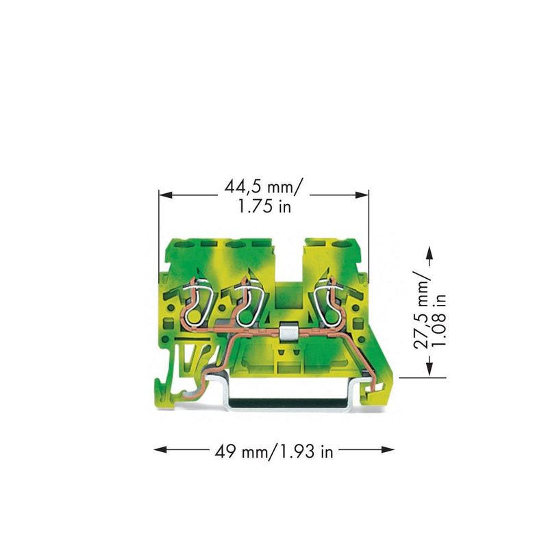 WAGO - Schutzleiter-Reihenklemme Schutzleiterklemme 870-687 0,08-2,5/4mmq gn/ge