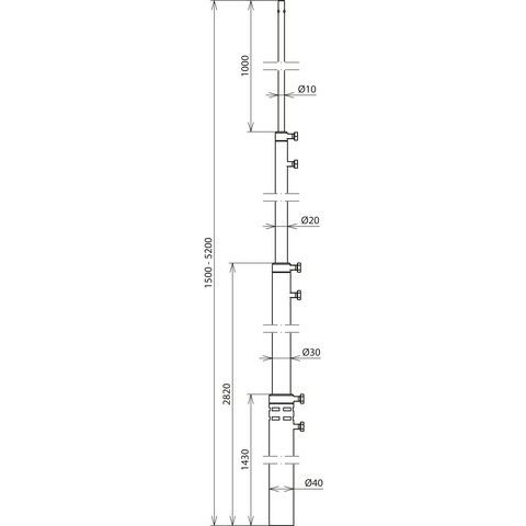 DEHN - Fangeinrichtung für Blitzschutz Fangstange FS T D40 4200 5200AL L1,5m - 5,2m