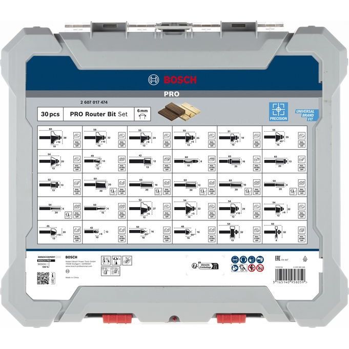 Bosch - Werkzeugset PRO Nutfräser- Set, 2607017474 gemischt Schaft 6 mm