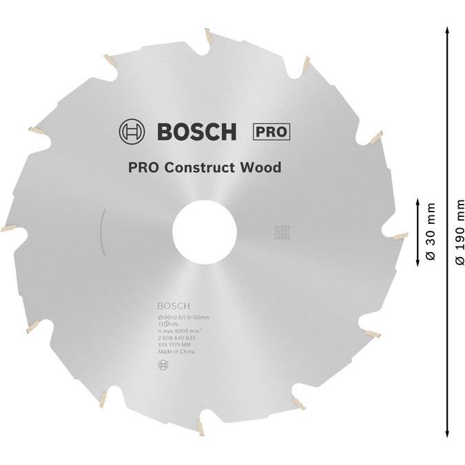 Bosch - Kreissägeblatt PRO Construct Wood 2608640633 Kreissägeblatt 190 x